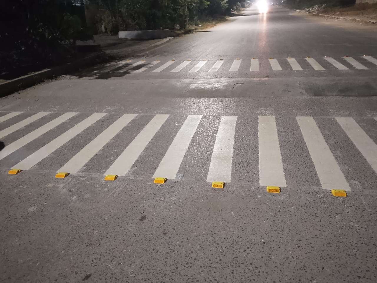 Road marking machinery close-up